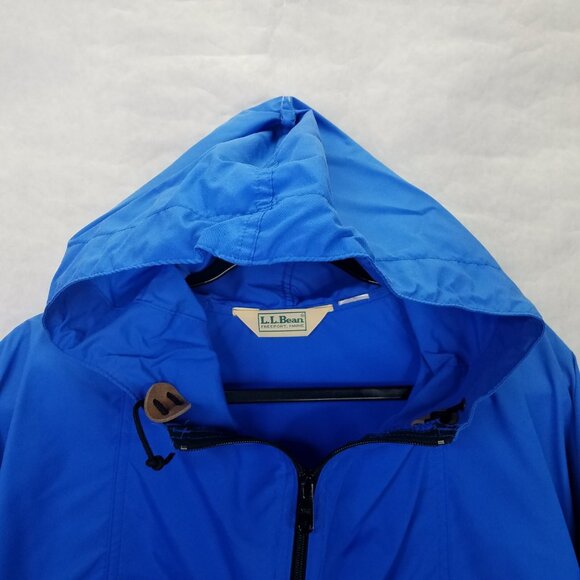 Vtg LL BEAN Windbreaker Jacket Men's L Blue Anorak Hooded Zip Pocket Canvas USA - Picture 4 of 16